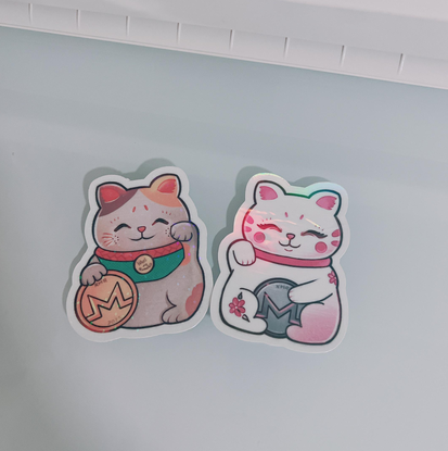 'Lucky cat' Monero stickers